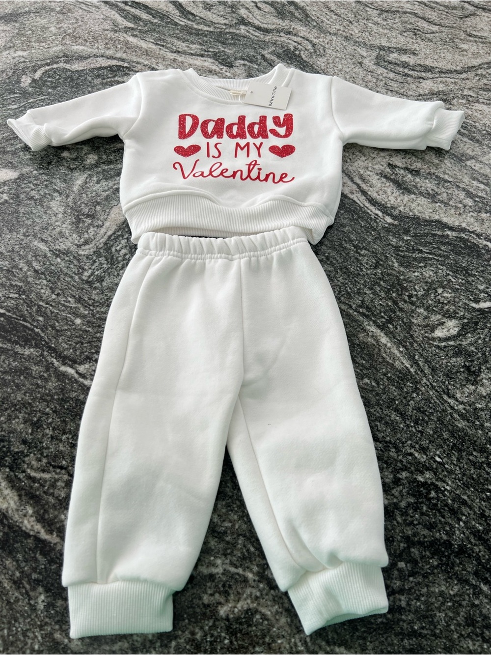 White Kids Sweatpants & Top - Valentine 'Daddy Is My Valentine' Set